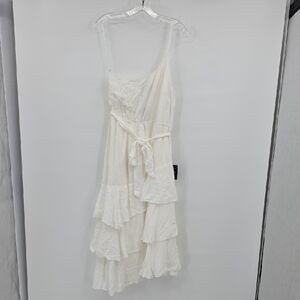 Lulu’s Slice of Sunshine White One-Shoulder Midi Dress Size L.